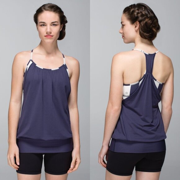 Lululemon No Limits Tank Cadet Blue Steep Stripe Cadet Blue 3063 - Picture 1 of 13